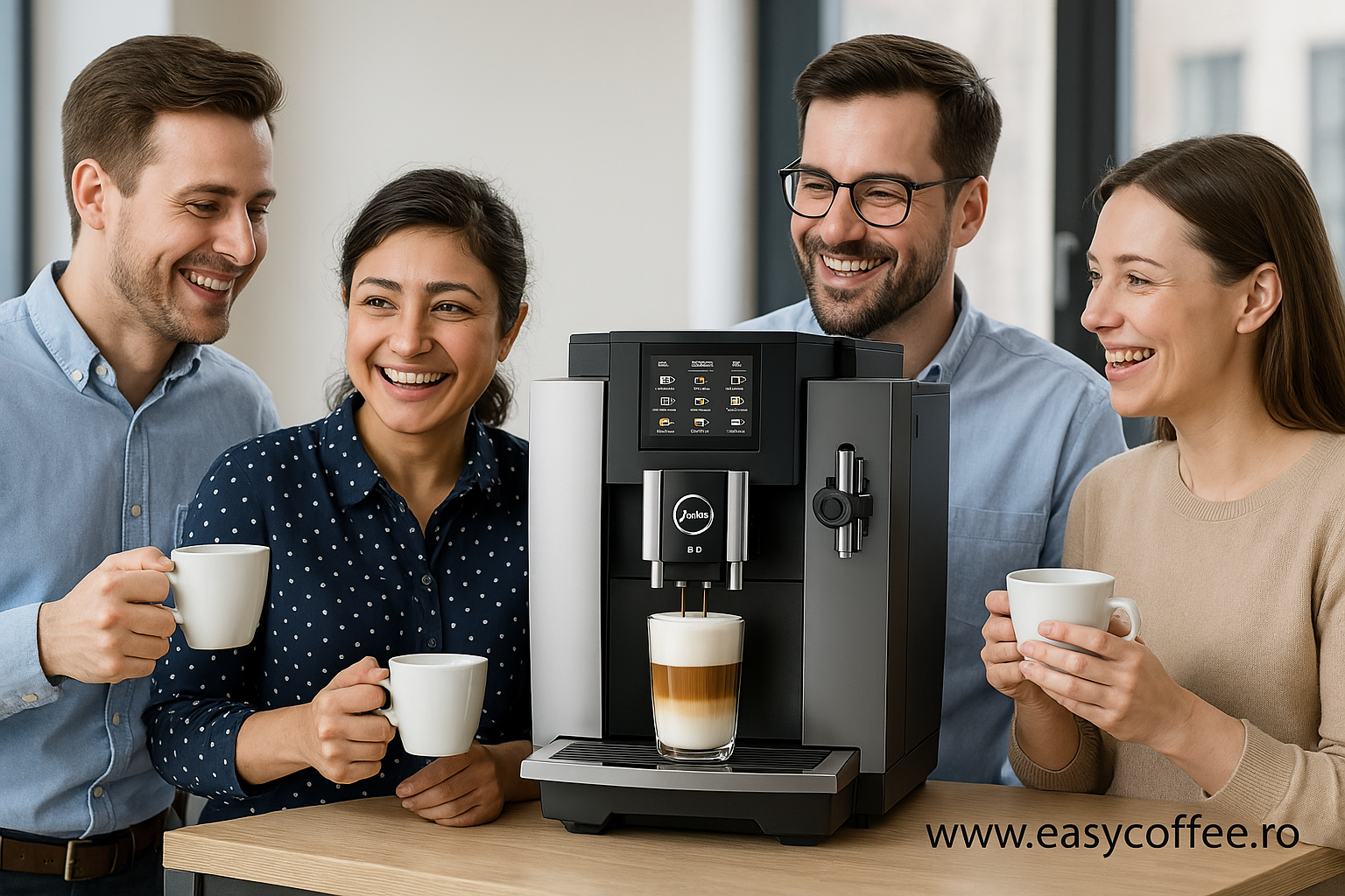 espressor de inchiriat cu angajati in jurul lui